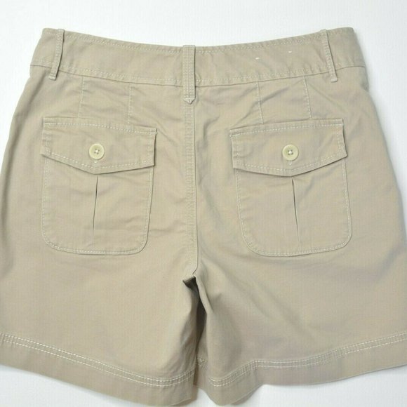 Eddie Bauer Size‎ 2 Womens MERCER Fit TAN Light BROWN Flap Pocket Khaki SHORTS - Picture 2 of 4